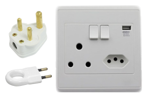 South African 3- and 2-prong plugs