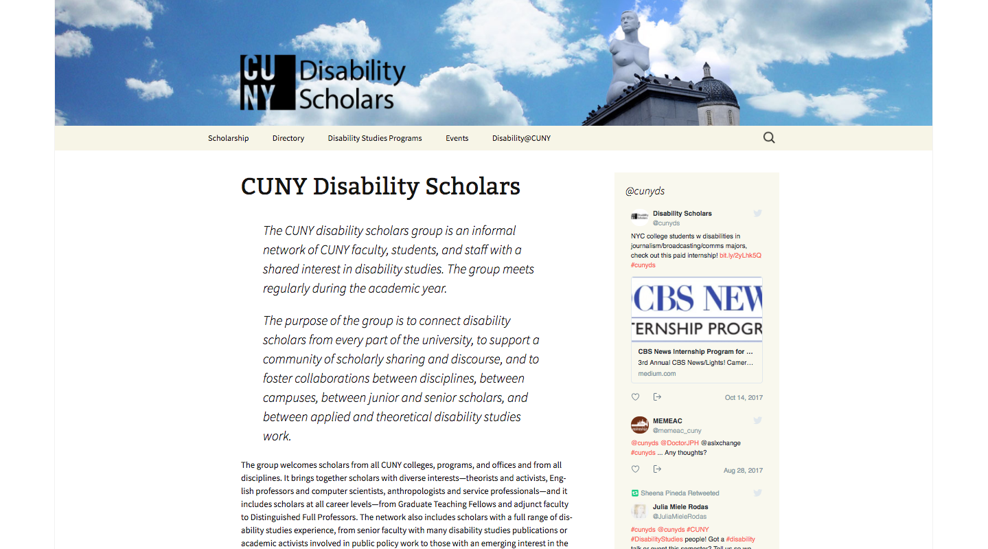 site of CUNY Disability scholars