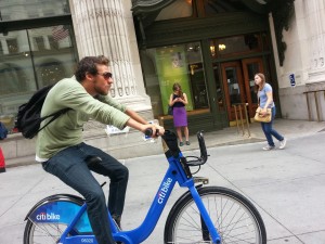 Me outside the Graduate Center (CUNY) on my Citi Bike (Photo courtesy of Manfrankager)